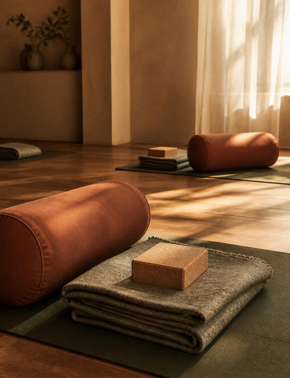 Bolsters et couvertures dans l'espace de yoga